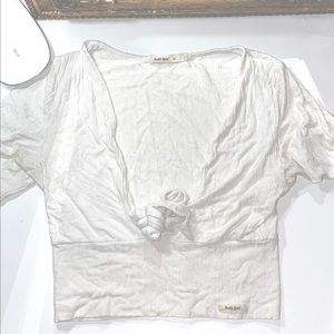 White V-neck crop top